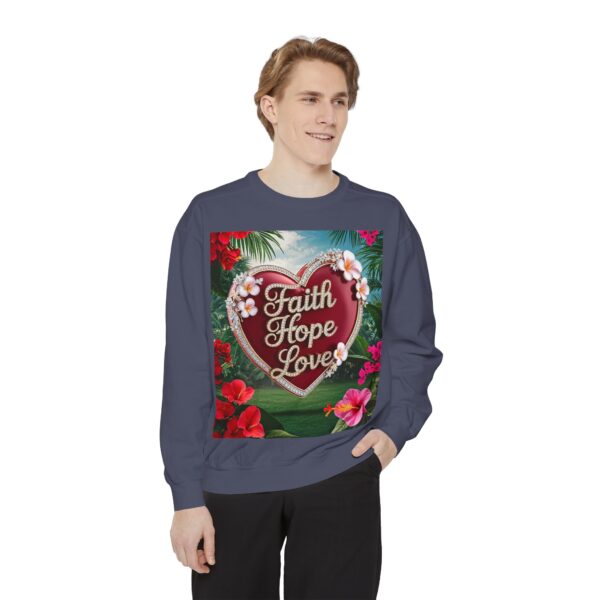 Sweatshirt Unisex our inspirational "Faith Hope Love" 'Solid Red Heart' design. Faith Apparel Gospel Fashion Jumper, Pullover - Image 35