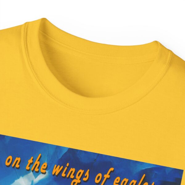 Our "as on the wings of eagles" Cotton T-Shirt with a majestic eagle in flight. Vintage Christian Faith Apparel Unisex Cotton T-Shirt, Thoughtful Quote from Isaiah 40:31! - Image 28
