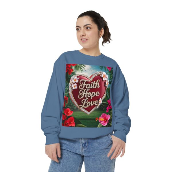 Sweatshirt Unisex our inspirational "Faith Hope Love" 'Solid Red Heart' design. Faith Apparel Gospel Fashion Jumper, Pullover - Image 3