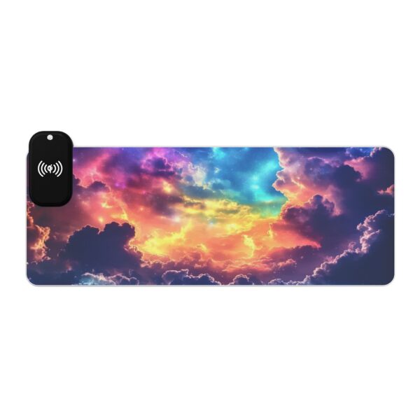 LED + Wireless Charger Gaming Mouse Pad with 'Cosmic Clouds' Design, Gaming Desk Accessory, Tech Gift, Home Office Gamer Essentials - Image 4
