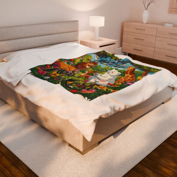 Our inspirational "Let Everything that has Breath Praise the Lord!" Velveteen Plush Throw Blanket Design! A Cozy Gift for Anniversary, Wedding Faith Home Decor Bedding - Image 8