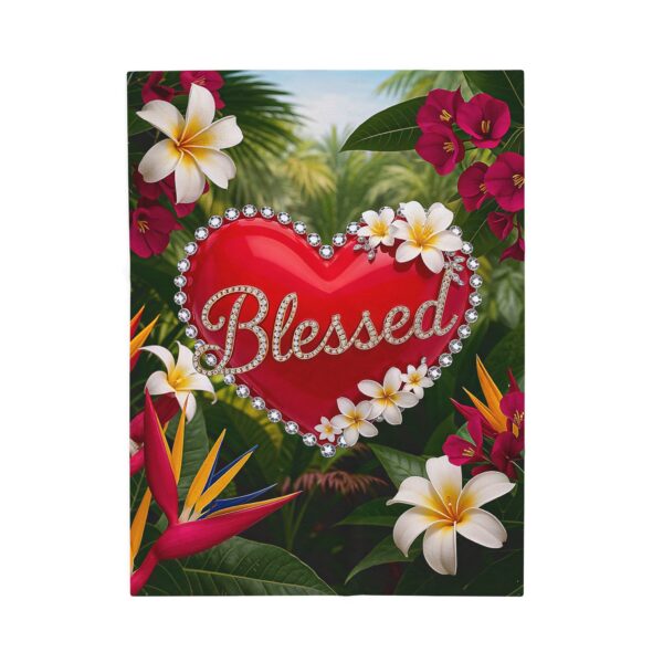 Our Beautiful "Blessed" 'Solid Red Heart' Design Velveteen Plush Throw Blanket, Cozy Gift for Anniversary, Home Decor Bedding - Image 9