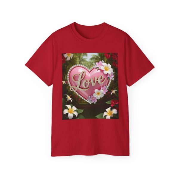 Our inspirational "Love" 'Solid Pink Heart' Design! on a Christian Unisex Cotton T-Shirt, Faith Spiritual Apparel, Love Gift - Image 6