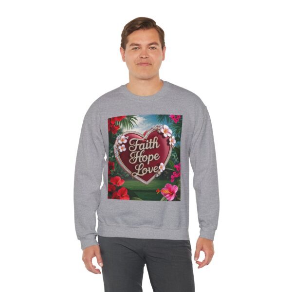 Crewneck Sweatshirt-with our Inspirational "Faith Hope Love" 'Solid Red Heart' Design!! Vintage Inspired Faith Apparel, Gospel Fashion Unisex Heavy - Image 12