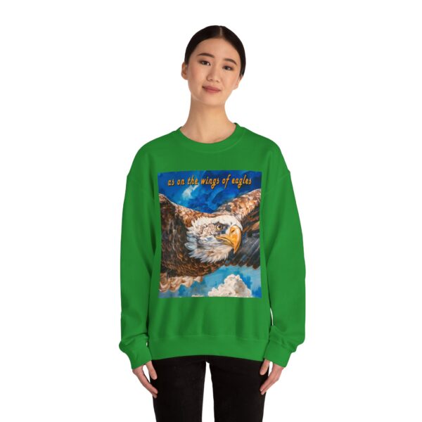 Crewneck Sweatshirt-with our "as on the wings of eagles" design with a majestic eagle in flight! Vintage Inspired Faith Apparel, Gospel Fashion Unisex Heavy Isaiah 40:31 - Image 16