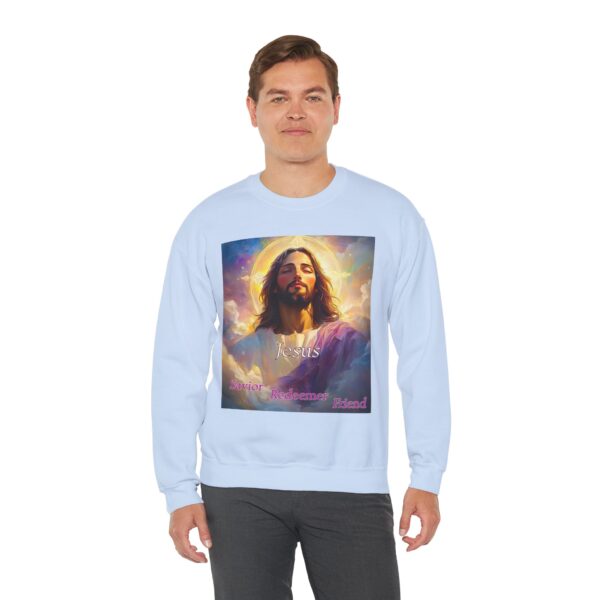 Crewneck Sweatshirt-with our inspirational 'Jesus: Savior Redeemer Friend' Design! Vintage Inspired Faith Apparel, Gospel Fashion Unisex Heavy - Image 7