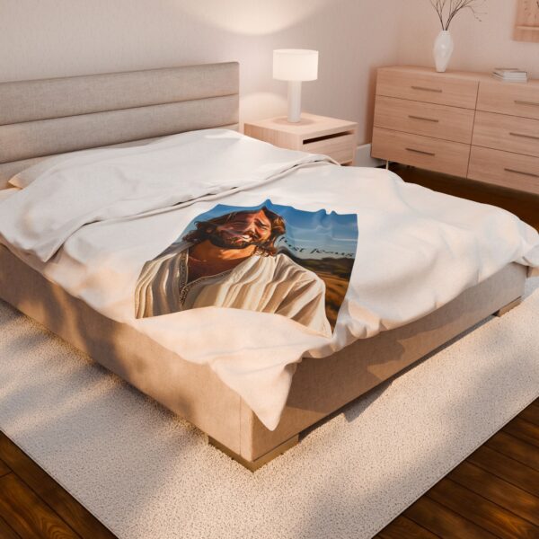 Our "Just Jesus" Design Inspirational Velveteen Plush Throw Blanket. A Cozy Gift for Anniversary, Wedding Faith Home Decor Bedding - Image 12