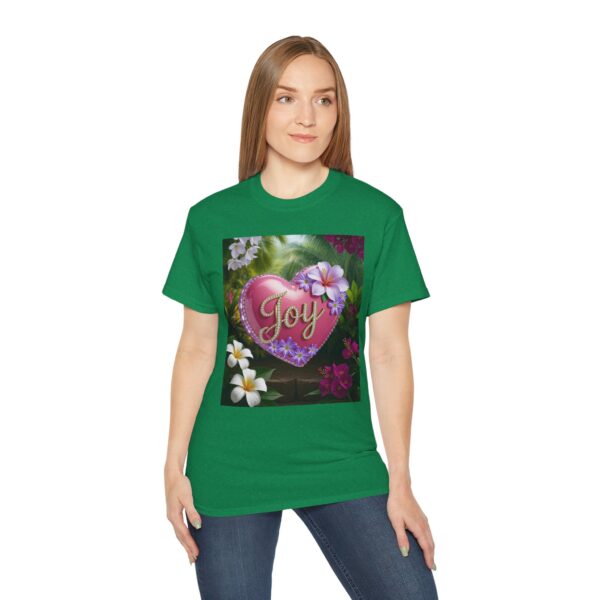 Our inspirational "Joy" 'Solid Pink Heart' Design! on a Christian Unisex Cotton T-Shirt, Faith Spiritual Apparel, Love Gift - Image 18