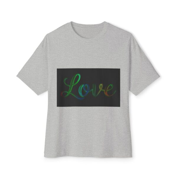 Our "Love" 'light in darkness' design on a Unisex Tee, Inspirational Oversized Box Tshirt, Religious Graphic Top, Travel Bible Verse Apparel - Image 15