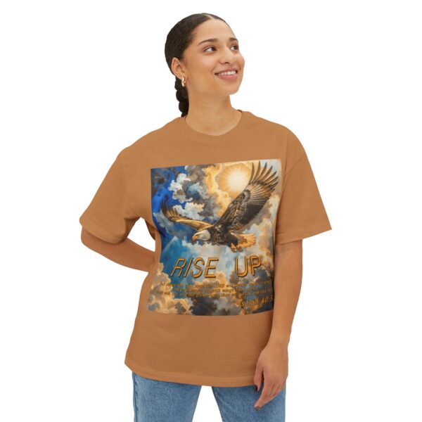 Our "Rise Up" 'soaring eagle' Inspirational Christian Unisex Oversized Boxy Tee with Isaiah 40:31. Gospel Apparel, Spiritual T-shirt, Gift for Christians - Image 19