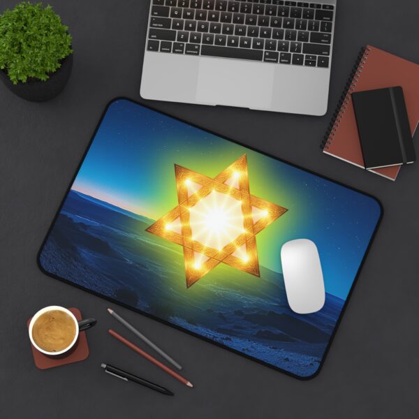 Inspirational Desk Mat 'Star of David over Israel' - Mouse Pad, Office Decor Desk Accessory, Gaming Pad, Computer Mat, Non-Slip - Image 3