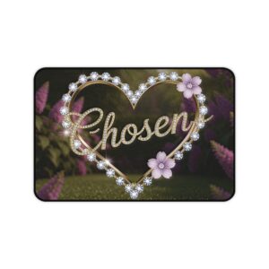 Inspirational Desk Mat "Chosen" 'Diamond Ring Heart' - Mouse Pad, Office Decor Desk Accessory, Gaming Pad, Computer Mat, Non-Slip