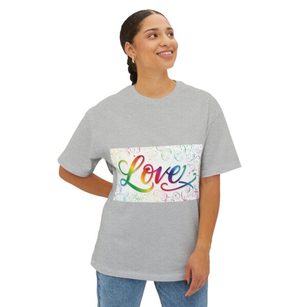 Our  "Love" 'spirals' design on a Unisex Tee, Inspirational Oversized Box Tshirt, Religious Graphic Top, Travel Bible Verse Apparel - Image 16