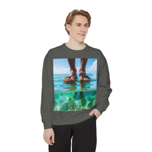 Sweatshirt Unisex Inspirational "Trust"-Walk on Water Design, Christian Apparel, Faith-Based Comfort, Religious Jumper, Gift for Believers - Image 10