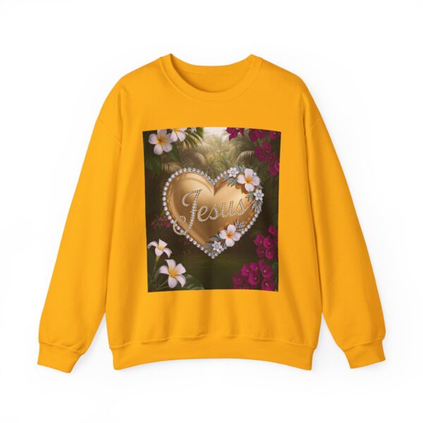 Crewneck Sweatshirt-with our inspirational "Jesus" 'Solid Gold Heart' Design!! Vintage Inspired Faith Apparel, Gospel Fashion Unisex Heavy - Image 13