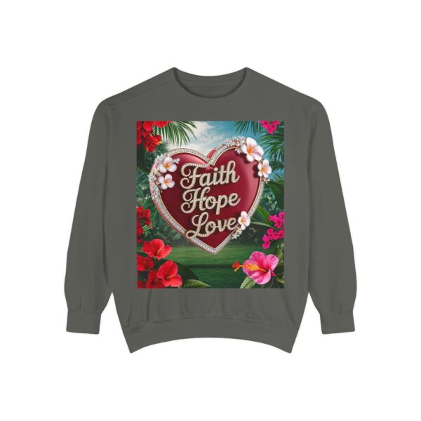 Sweatshirt Unisex our inspirational "Faith Hope Love" 'Solid Red Heart' design. Faith Apparel Gospel Fashion Jumper, Pullover - Image 17