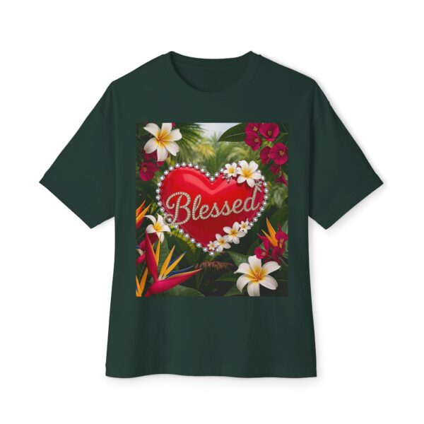 Our Inspirational "Blessed" 'Solid Red Heart' Design!! Boxy T-Shirt Christian Faith Apparel Unisex Cotton Tee, Oversized Boxy Top T-shirt - Image 9