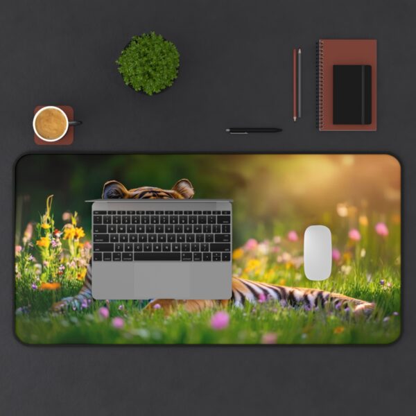 Inspirational Desk Mat 'Bengal Tiger at Rest' Mouse Pad, Office Decor Desk Accessory, Gaming Pad, Computer Mat, Non-Slip, Natural Beauty - Image 8