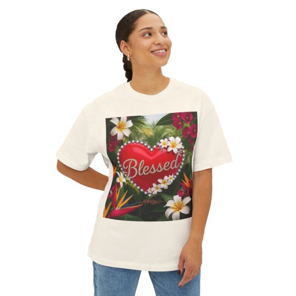Our Inspirational "Blessed" 'Solid Red Heart' Design!! Boxy T-Shirt Christian Faith Apparel Unisex Cotton Tee, Oversized Boxy Top T-shirt - Image 5