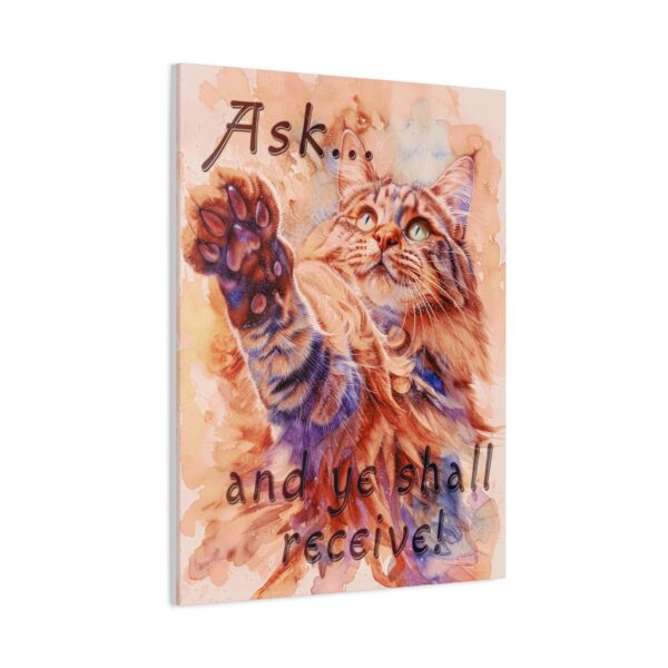 Inspirational Wall Art Canvas, "Ask ...and ye shall receive" Maine Coon Cat asking for a treat! Christian Home Decor, Uplifting Religious Gift, Faith-Based Artwork - Image 13