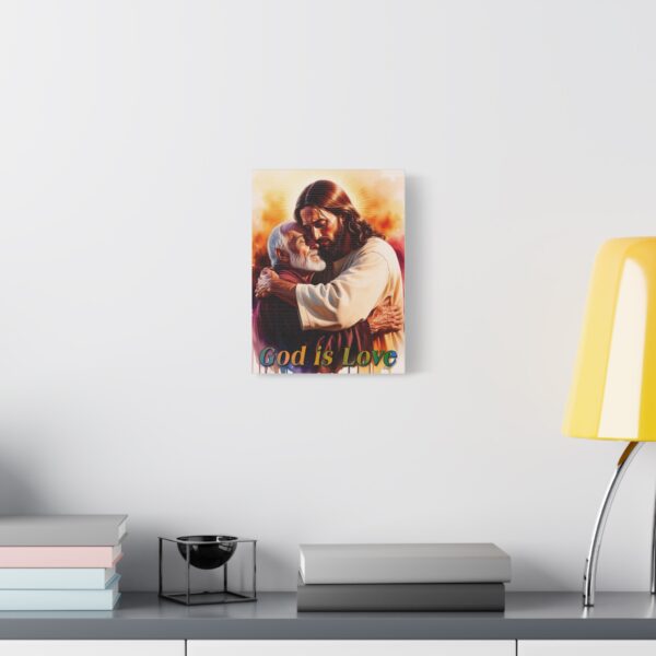 Inspirational Wall Art Canvas, "God is Love" Jesus hugging Papa! Print, Christian Home Decor, Uplifting Religious Gift, Faith-Based Artwork - Image 2
