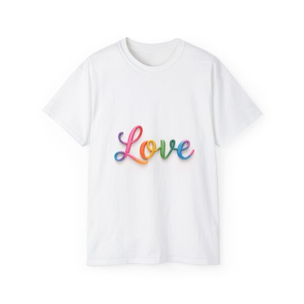 Our inspirational "Love" Design!! on a Christian Unisex Cotton T-Shirt, Faith Spiritual Apparel, Love Gift - Image 3