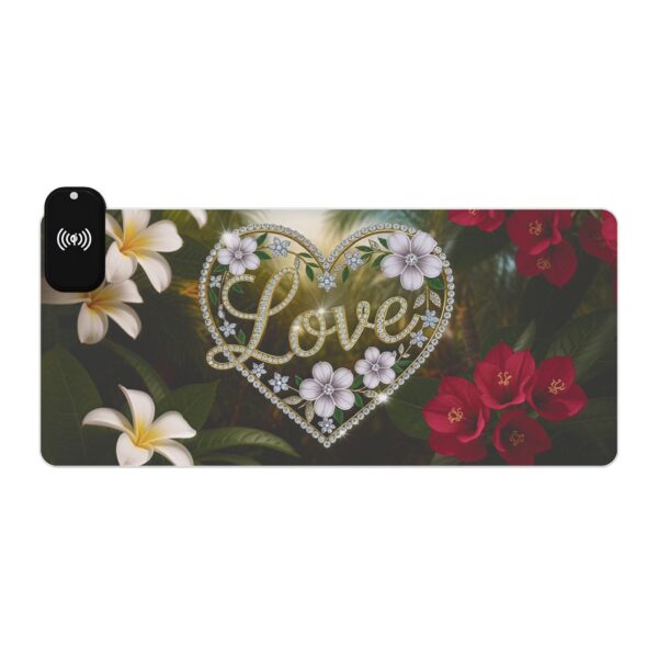 LED + Wireless Charger Gaming Mouse Pad with "Love" 'Diamond Ring Heart' Design, Gaming Desk Accessory, Tech Gift, Home Office Gamer Essentials - Image 4