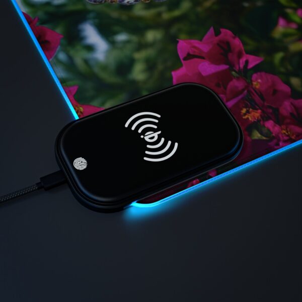 LED + Wireless Charger Gaming Mouse Pad with "Beloved" 'Solid Red Heart' Design, Gaming Desk Accessory, Tech Gift, Home Office Gamer Essentials - Image 9