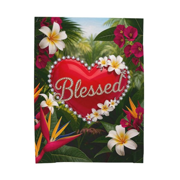 Our Beautiful "Blessed" 'Solid Red Heart' Design Velveteen Plush Throw Blanket, Cozy Gift for Anniversary, Home Decor Bedding - Image 2