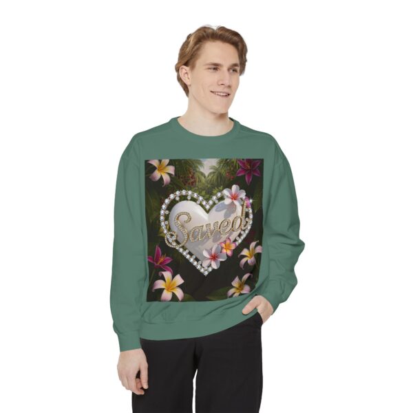 Sweatshirt Unisex with our Inspirational "Saved" 'Pure White Heart' Design! Faith Apparel Gospel Fashion Jumper, Pullover - Image 4