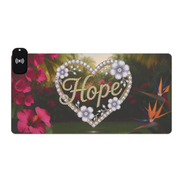 LED + Wireless Charger Gaming Mouse Pad with "Hope" 'Diamond Ring Heart' Design, Gaming Desk Accessory, Tech Gift, Home Office Gamer Essentials - Image 7