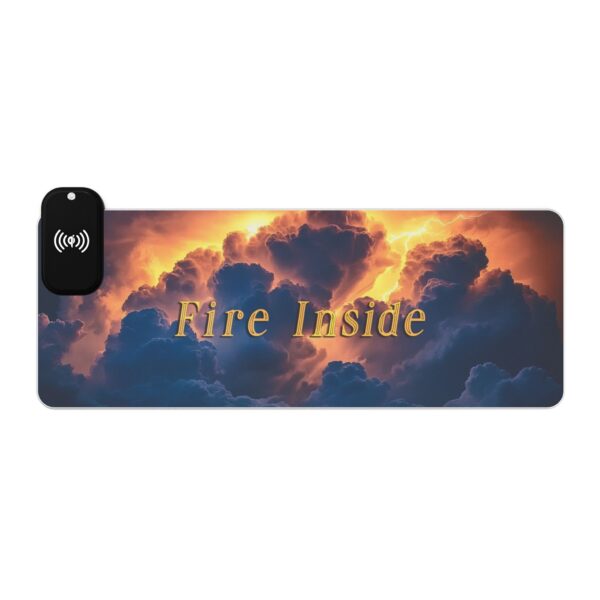 LED + Wireless Charger Gaming Mouse Pad with our 'Storm Light' "Fire Inside" Design, Gaming Desk Accessory, Tech Gift, Home Office Gamer - Image 4