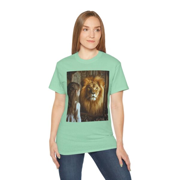 Our 'Lion in the Mirror' Inspirational Design Christian Faith Apparel Unisex Cotton T-Shirt Vintage, Lion of Judah and Aslan-Inspired Gift - Image 14