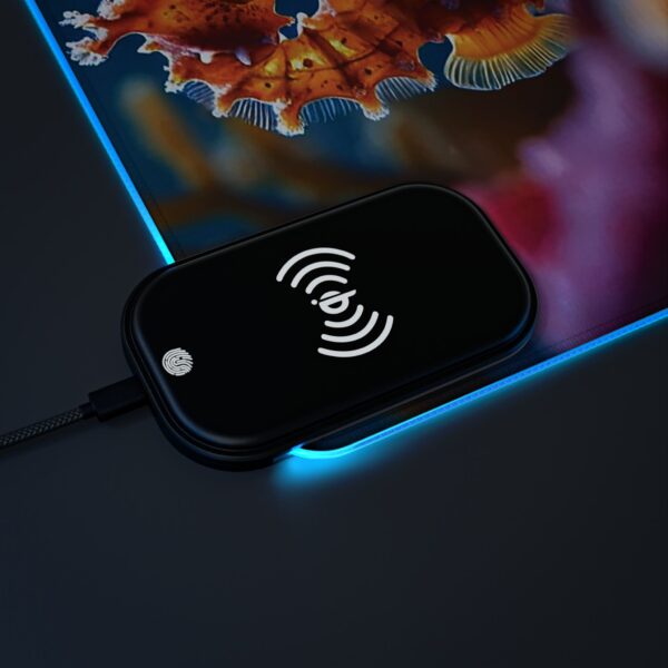 LED + Wireless Charger Gaming Mouse Pad with 'Seahorses' Design, Gaming Desk Accessory, Tech Gift, Home Office Gamer Essentials - Image 6