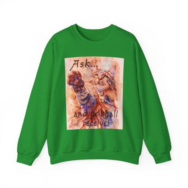 Crewneck Sweatshirt-with our "Ask ...and ye shall receive" Matt 7:7 featuring a Maine Coon Cat asking for a treat! Vintage Inspired Faith Apparel, Gospel Fashion Unisex Heavy - Image 14