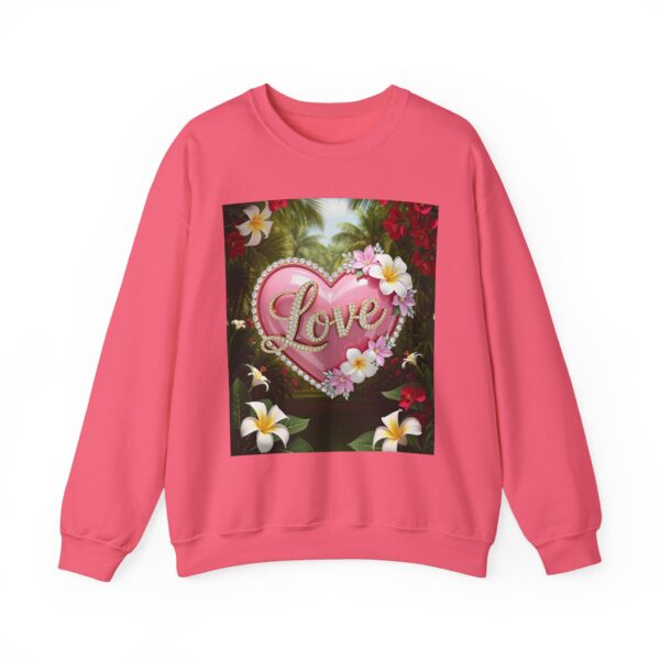 Crewneck Sweatshirt-with our Inspirational "Love" 'Solid Pink Heart' Design!! Vintage Inspired Faith Apparel, Gospel Fashion Unisex Heavy - Image 2
