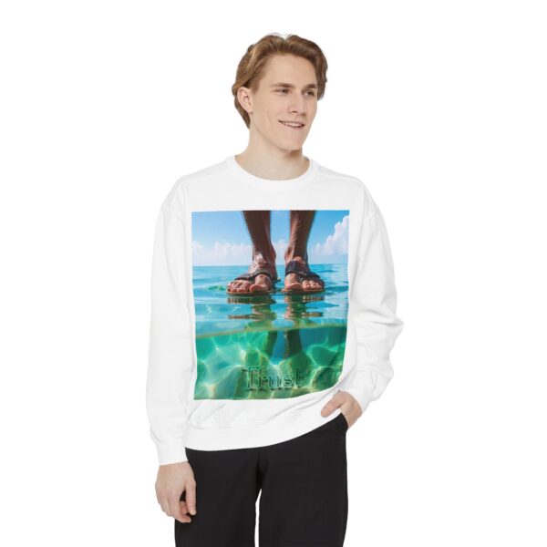 Sweatshirt Unisex Inspirational "Trust"-Walk on Water Design, Christian Apparel, Faith-Based Comfort, Religious Jumper, Gift for Believers - Image 4