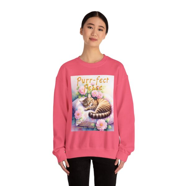 Crewneck Sweatshirt with our "Purr-fect Peace" with a cat in blissful sleep design featuring the verse Isaiah 26:3! Inspirational Biblical, Vintage Inspired, Gift - Image 41
