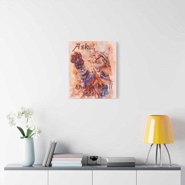 Inspirational Wall Art Canvas, "Ask ...and ye shall receive" Maine Coon Cat asking for a treat! Christian Home Decor, Uplifting Religious Gift, Faith-Based Artwork - Image 11