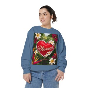 Sweatshirt Unisex with our Inspirational "Blessed" 'Solid Red Heart' Design!! Faith Apparel Gospel Fashion Jumper, Pullover