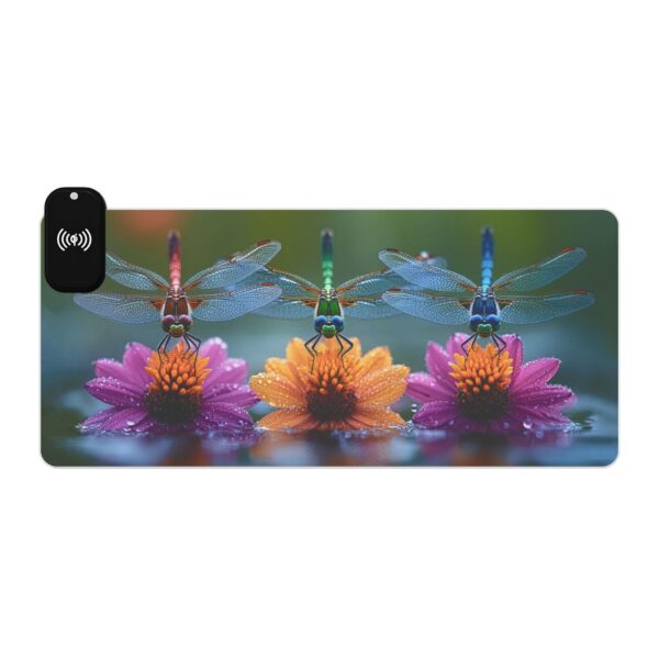 LED + Wireless Charger Gaming Mouse Pad with 'Dragonflies Three' Design, Gaming Desk Accessory, Tech Gift, Home Office Gamer Essentials - Image 7