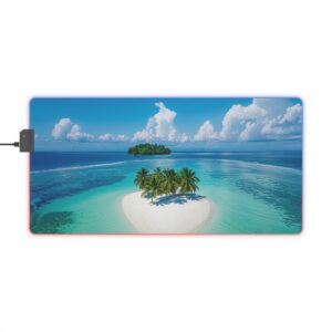 RGB LED Gaming Mouse Pad, Colorful Desk Mat with 'Little Island' Design, Gamer Home Office Decor, Computer Accessories, LED Backlit