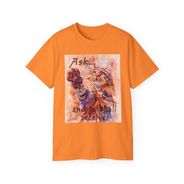 Our "Ask ...and ye shall receive" Matt 7:7 featuring a Maine Coon Cat asking for a treat! Vintage Christian Faith Apparel Unisex Cotton T-Shirt, Thoughtful Quote, Philippians 4:8 - Image 14