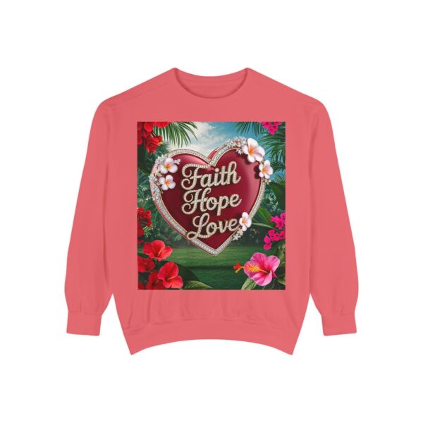 Sweatshirt Unisex our inspirational "Faith Hope Love" 'Solid Red Heart' design. Faith Apparel Gospel Fashion Jumper, Pullover - Image 40