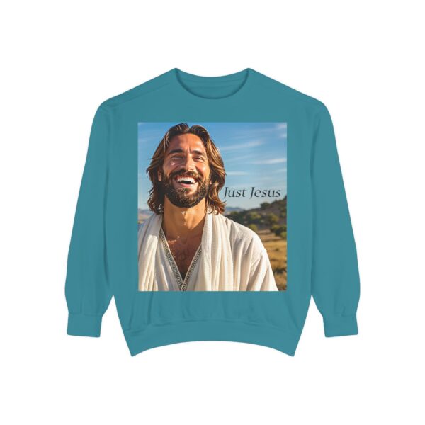 Sweatshirt Unisex with our inspirational  "Just Jesus" Design!! Faith Apparel Gospel Fashion Jumper, Pullover - Image 23