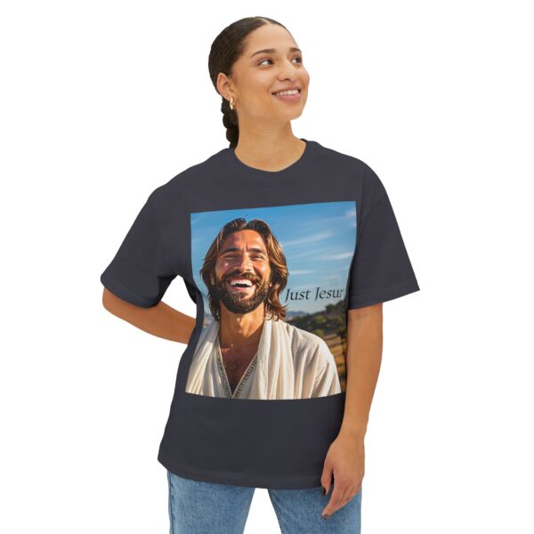 Our inspirational "Just Jesus" Design!! on a Unisex Oversized Box Tshirt, Religious Graphic Top, Bible Verse Apparel - Image 12
