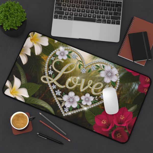 Inspirational Desk Mat "Love" 'Diamond Ring Heart' - Mouse Pad, Office Decor Desk Accessory, Gaming Pad, Computer Mat, Non-Slip - Image 5