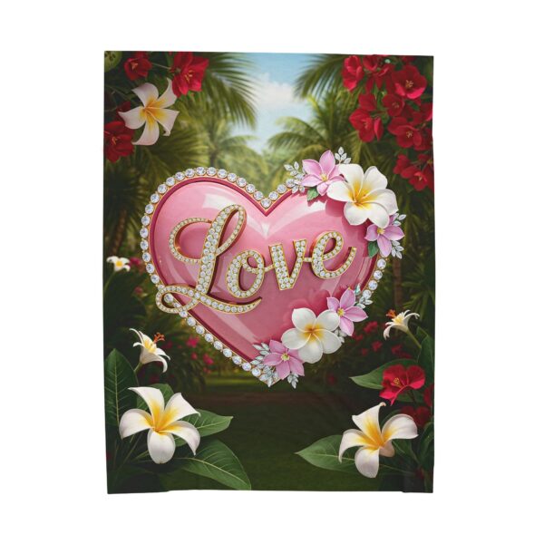 Our inspirational "Love" 'Solid Pink Heart' Design Velveteen Plush Throw Blanket Design! A Cozy Gift for Anniversary, Wedding Faith Home Decor Bedding - Image 2