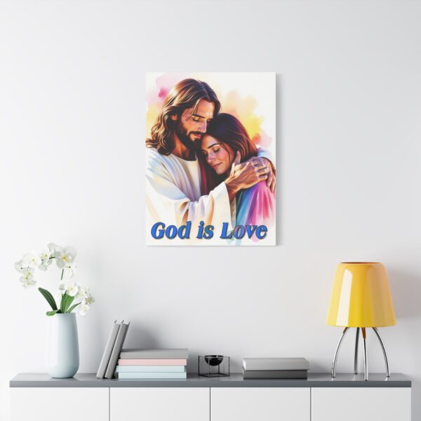 Inspirational Wall Art Canvas, "God is Love" Jesus hugging a young lady! Christian Home Decor, Uplifting Religious Gift, Faith-Based Artwork - Image 14