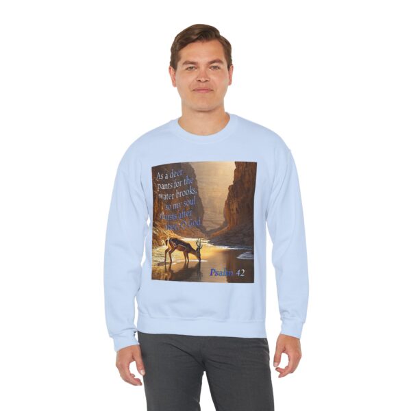 Crewneck Sweatshirt-with our inspirational Psalm 42 'As a Deer Pants' design! Vintage Inspired Faith Apparel, Gospel Fashion Unisex Heavy - Image 5